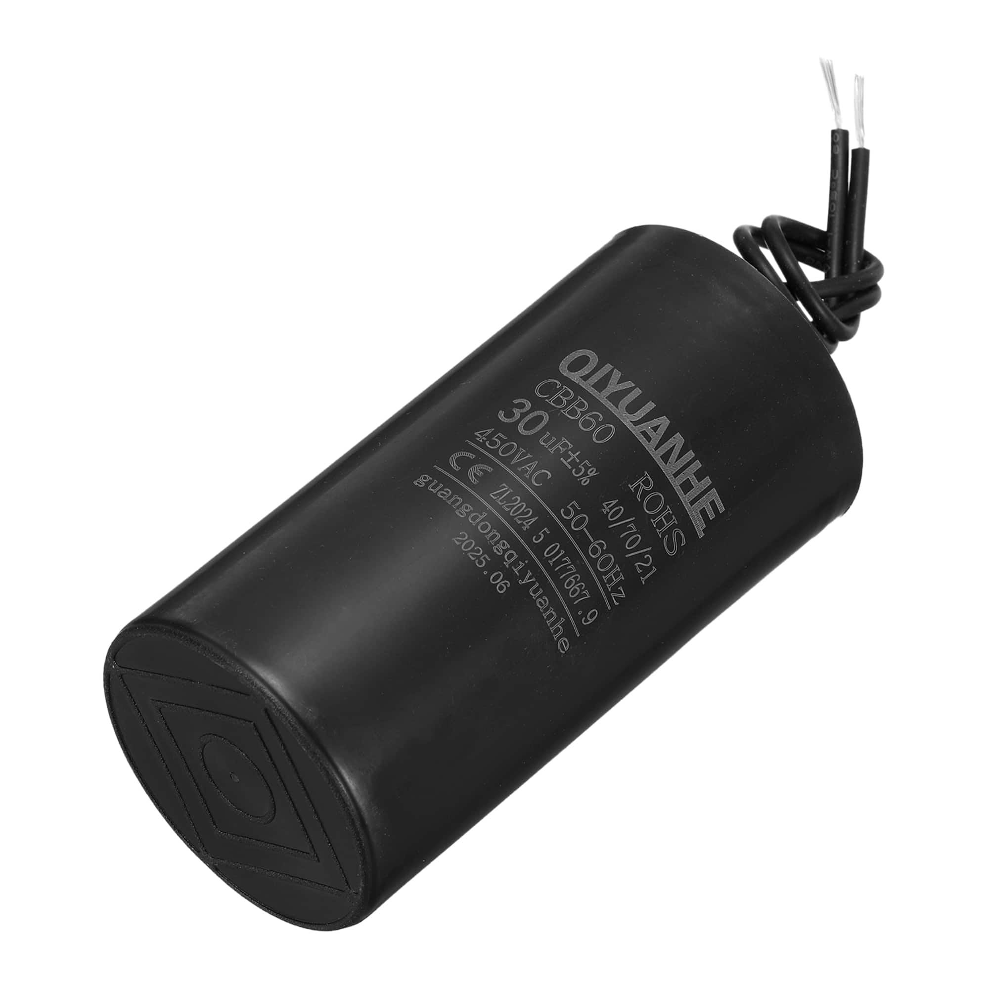 Unique Bargains - 30uF CBB60 Run Capacitor, AC 450V 2 Wires 50/60Hz Cylinder 50x100mm for Air Compressor, Water Pump - Black price history on PriceWatchPro