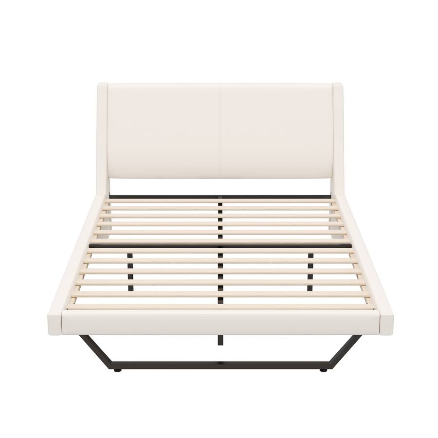 Whisen Queen Size Upholstered Platform Bed Frame with Trapezoidal ...