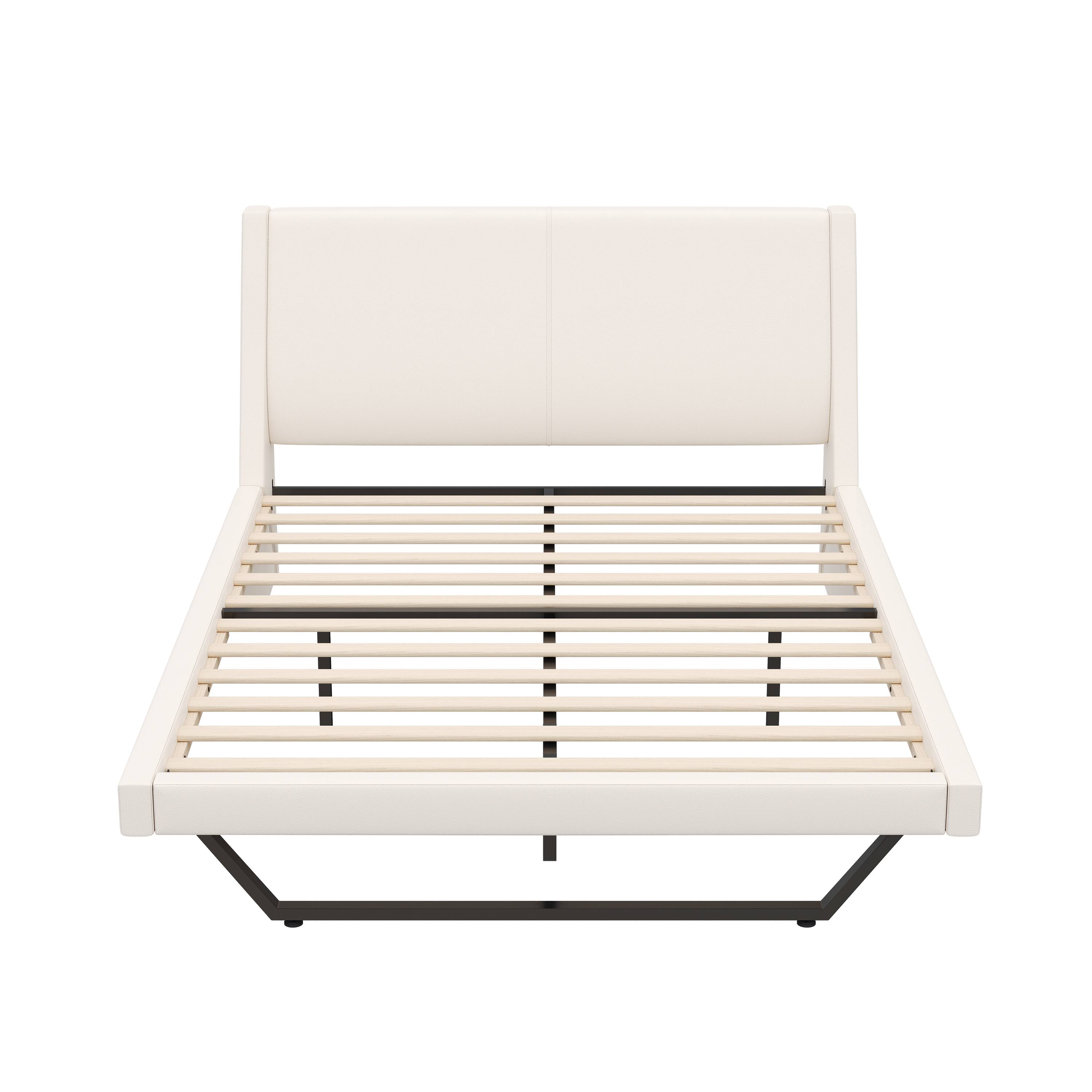 Whisen Queen Size Upholstered Platform Bed Frame with Trapezoidal ...