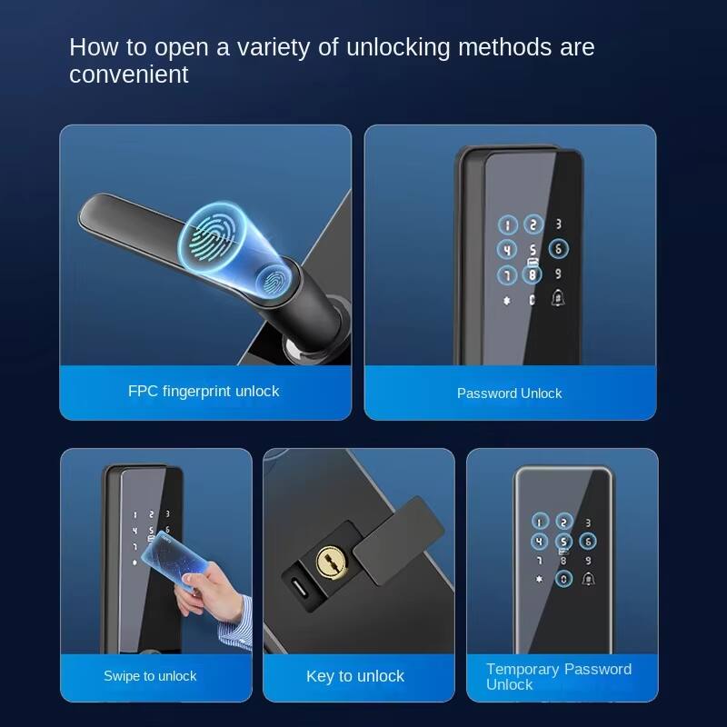 How to open a variety of unlocking methods are convenient

- FPC fingerprint unlock
- Password Unlock
- Swipe to unlock
- Key to unlock
- Temporary Password Unlock