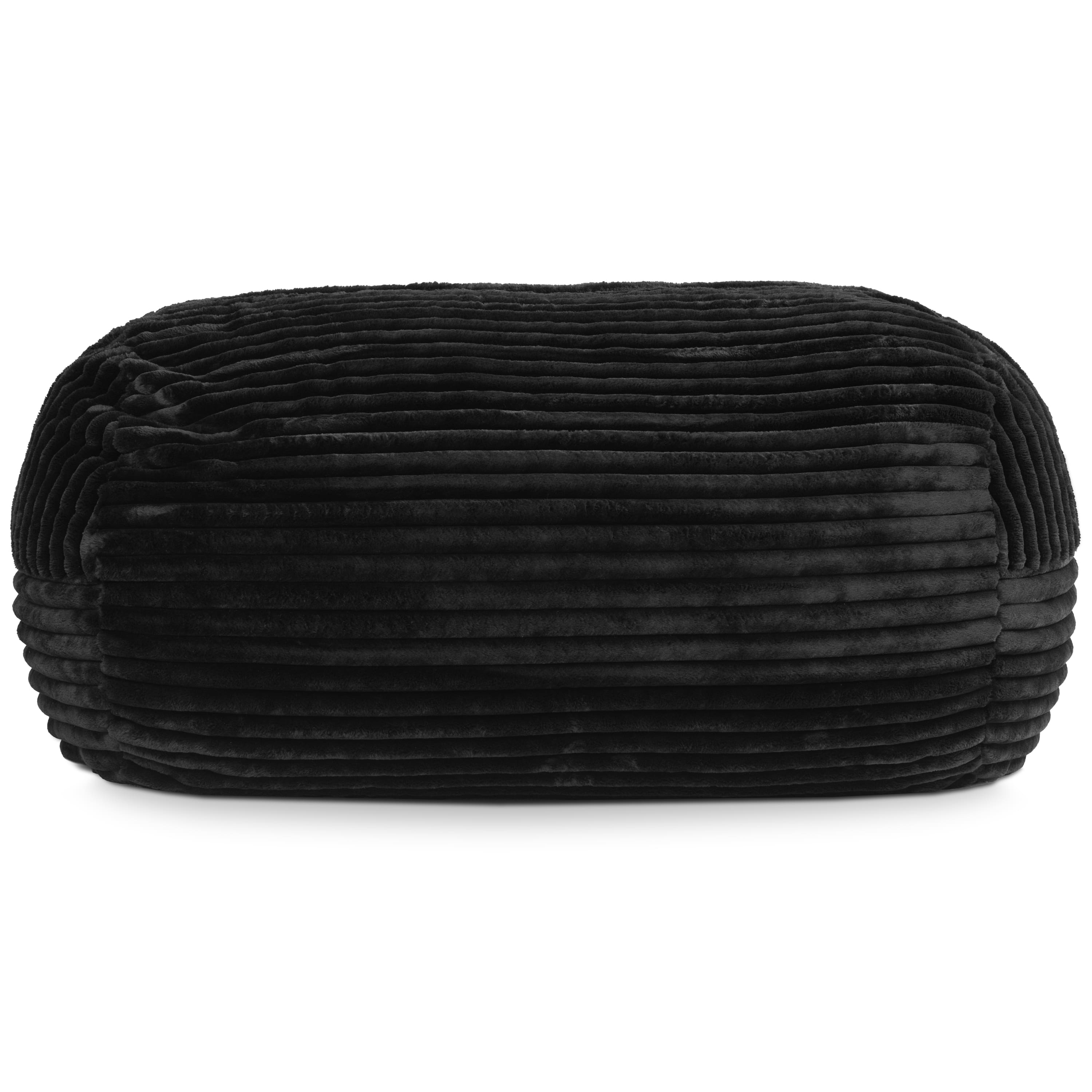 Front. Jaxx - Jaxx Grand Lounger 7 Foot Bean Bag Sofa - Black Mondo Fur - Faux Fur Black.