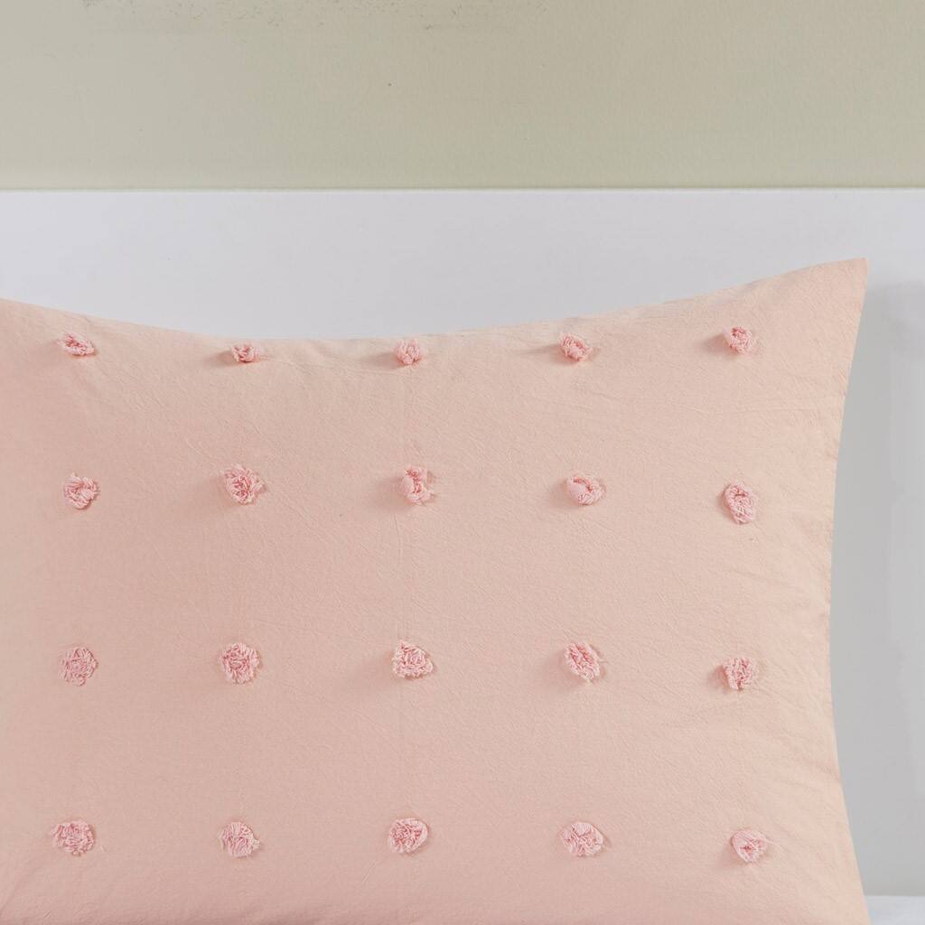 Alt View 2. Gracie Mills - Gracie Mills Mikel Chenille Dot Cotton Jacquard Comforter Set with Euro Shams and Throw Pillows - Pink.