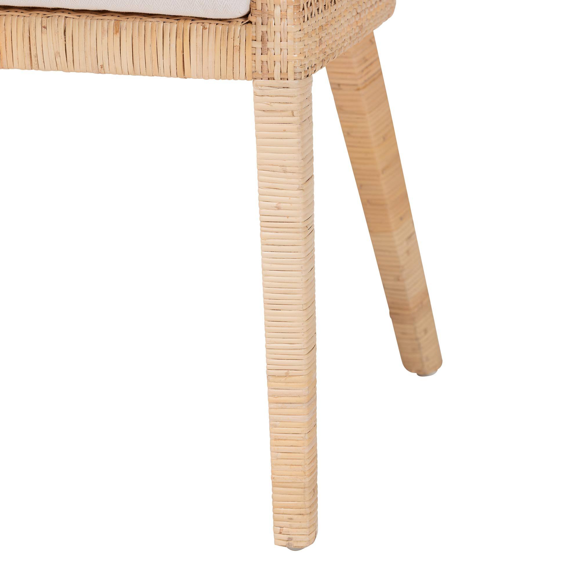 Alt View 2. bali & pari - Beata Natural Rattan Dining Chair - Handcrafted Wingback Accent Chair with Woven Detailing and Removable Cushion - Light Honey.