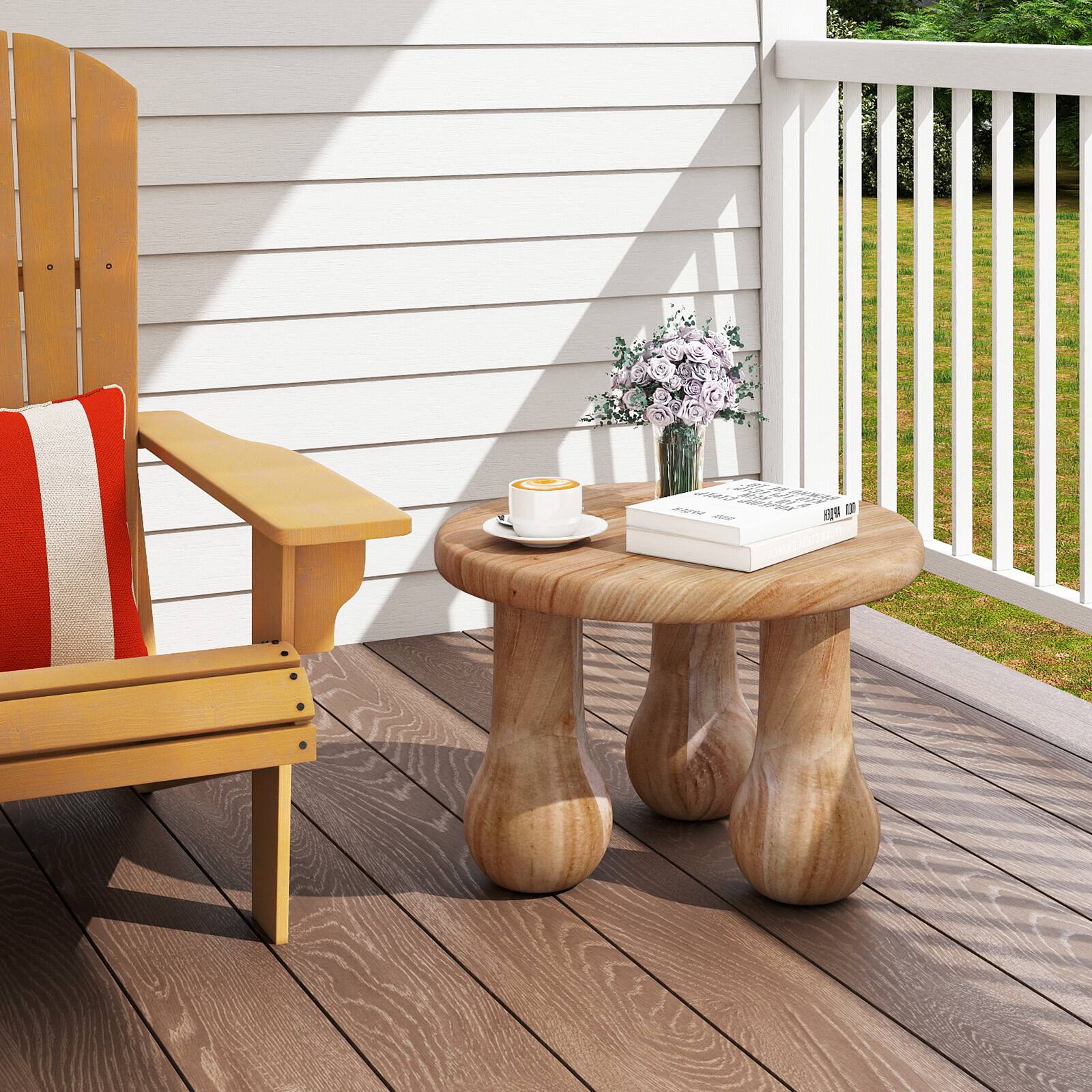 Alt View 5. Gymax - Gymax 24'' Small Solid Mahogany Wood Coffee Table w/Thickened Top Column Legs for Porch - Yellow.
