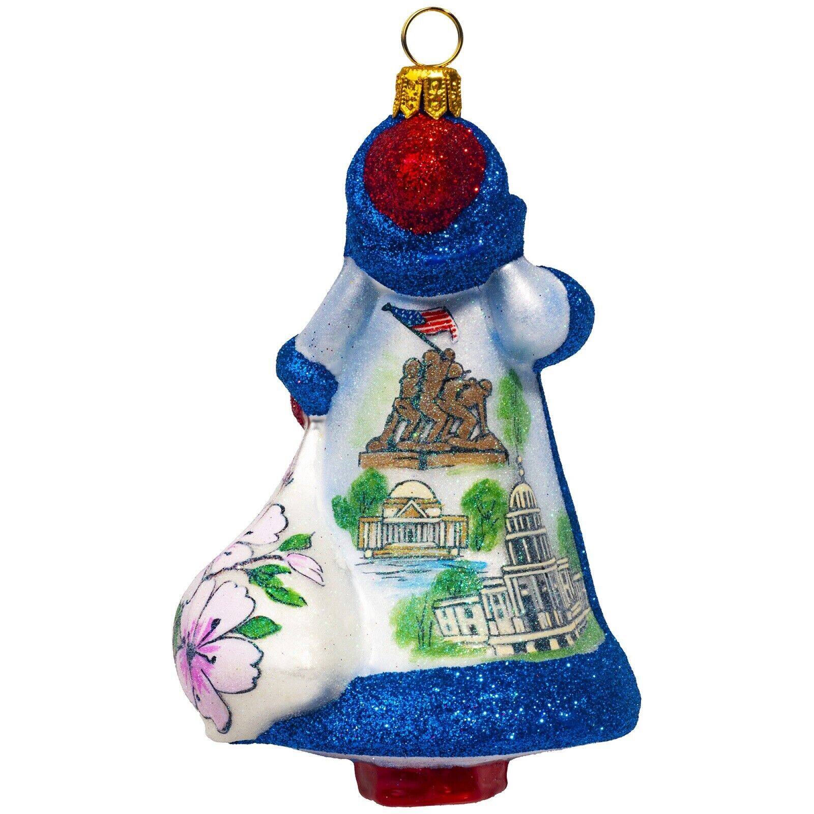 Angle. Joy to the World Collectibles - Joy to the World Glitterazzi Washington DC Santa Polish Glass Christmas Ornament - Multicolor.