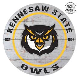 Jardine - Kennesaw State Owls 20'' x 20'' Indoor/Outdoor Weathered Circle Sign - White