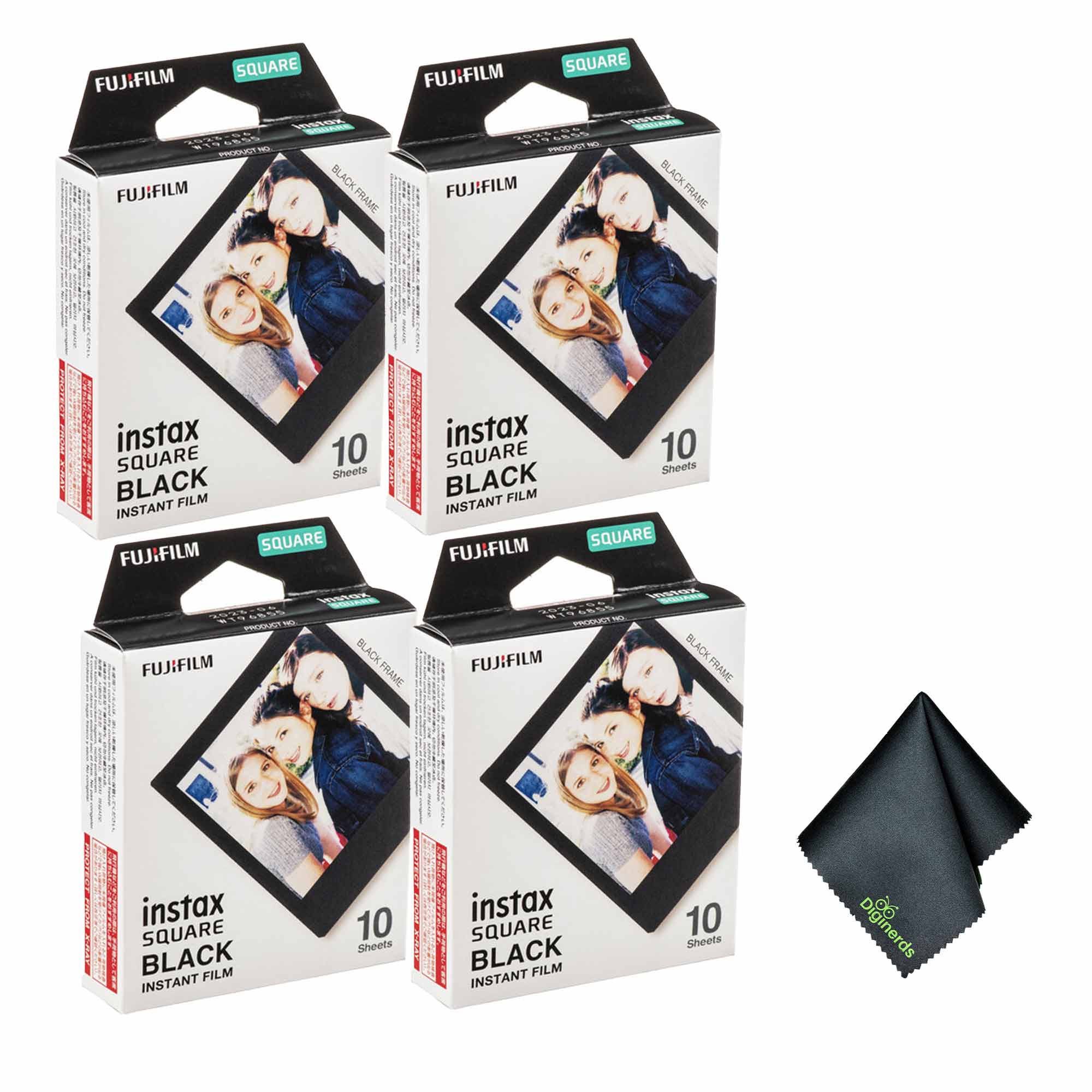 Fujifilm - 4xFUJIFILM INSTAX SQUARE Black Instant Film (10 Exposures), Microfiber Cleaning Cloth, Bundle price history on PriceWatchPro