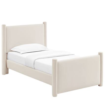 Front. Modway - Rael Performance Velvet Twin Platform Bed - Ivory.