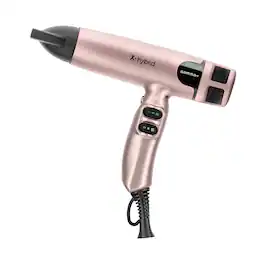 Gamma+ - Hybrid Professional Hair Dryer Lightweight 10.6 oz, Ionic Technology, Low Noise with 2 Nozzles and Diffuser - Rose Gold