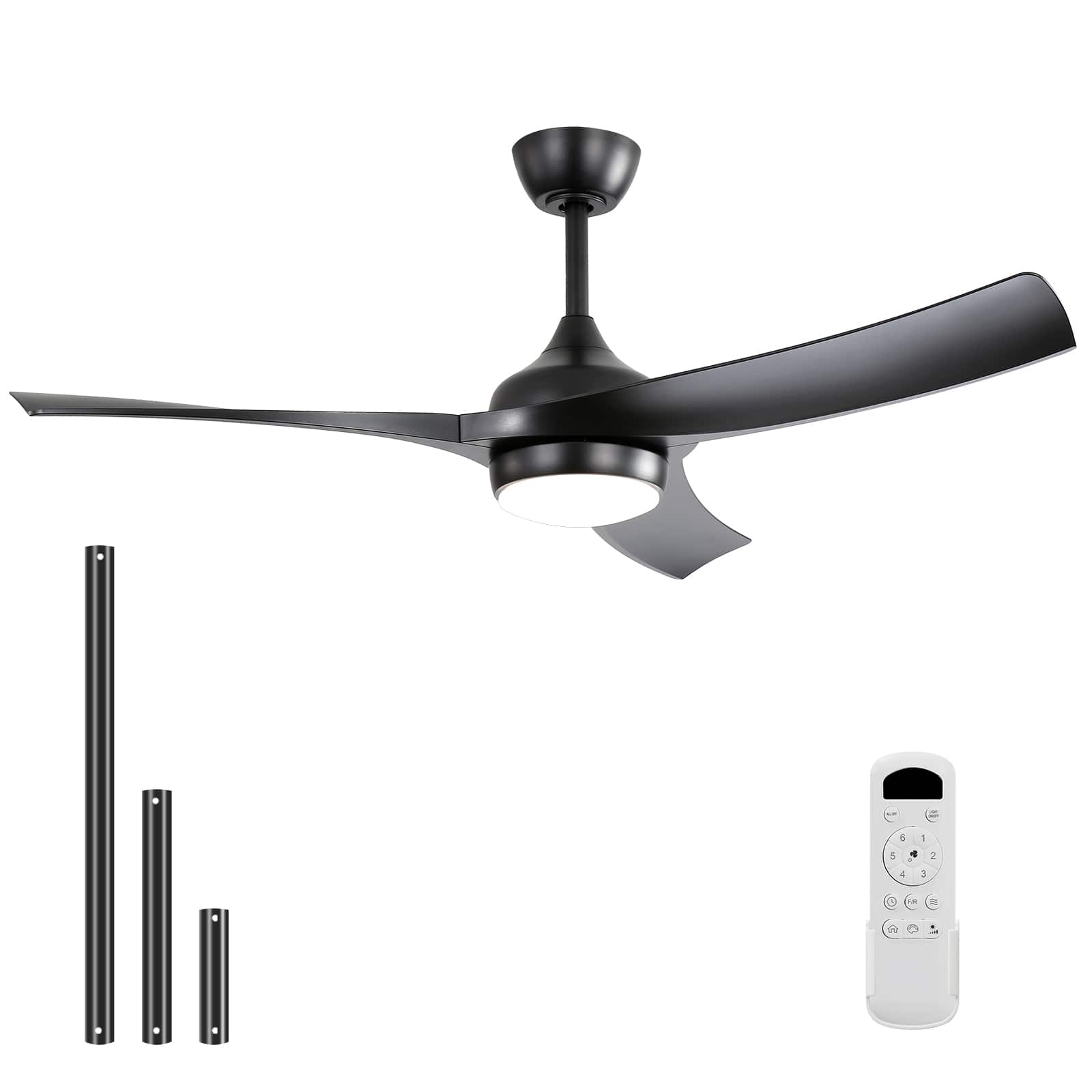 Sofucor - 52 Inch Outdoor Ceiling Fans with Lights & Remote Control High Airflow 6000CFM Reversible for Bedroom Living Room Patios - Standard - Black