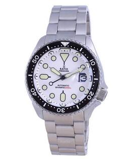 RATIO - FreeDiver White Dial Sapphire Crystal Stainless Steel Automatic RTB209 200M Men's Watch - Silver and white