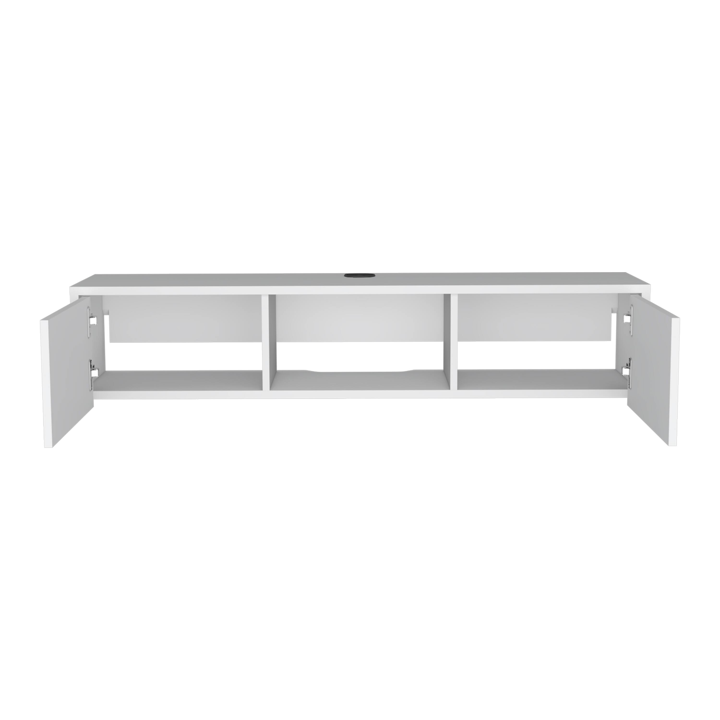 Back. APRILSOUL - Adel Floating TV Stand Sleek Wall-Mounted Console with 2-Doors White - White.