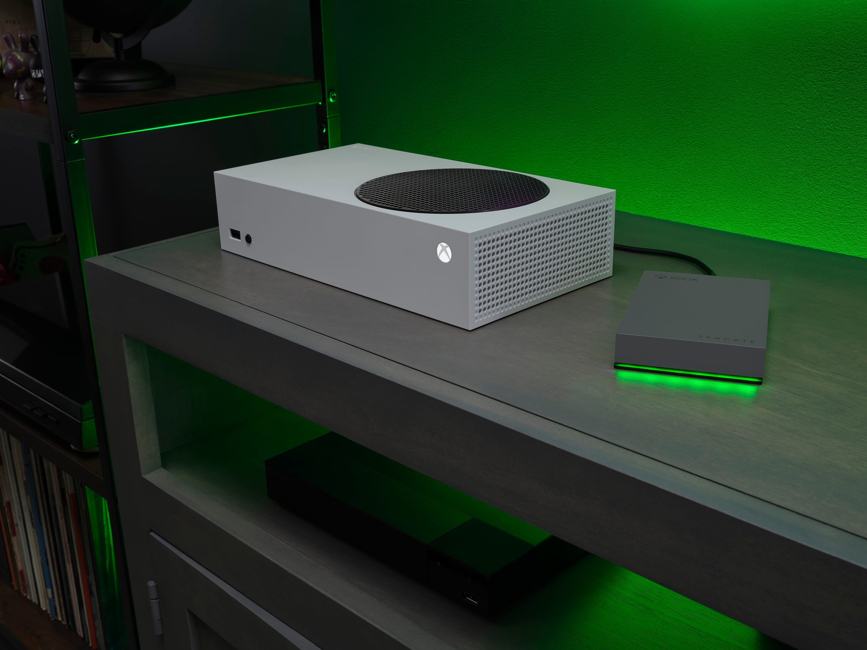 Alt View 1. Seagate - Seagate - Game Drive for Xbox 4TB External USB 3.2 Gen 1 Portable Hard Drive Xbox Certified with Green LED Bar - Gray.