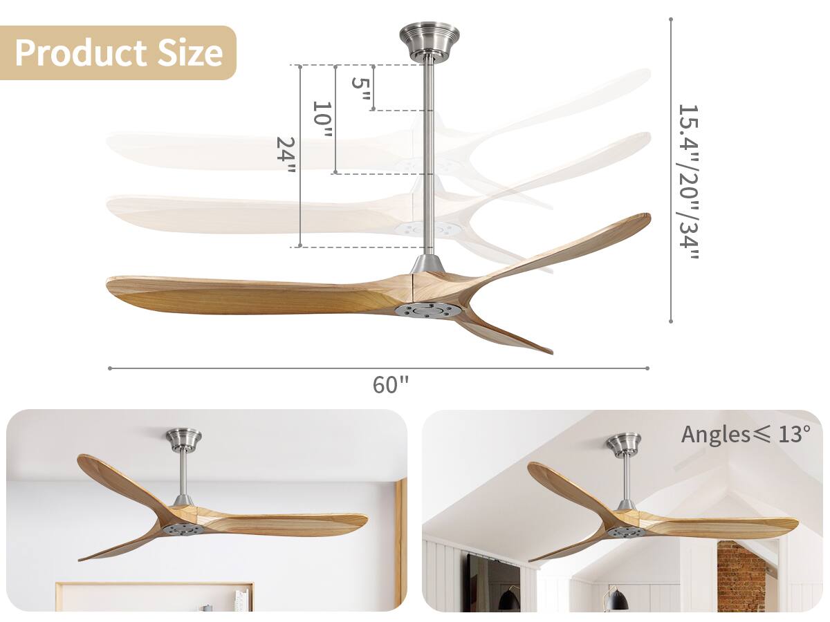 Product Size  
24" = 10" 5" 15.4"/20"/34" 60"  
Angles ≤ 13°