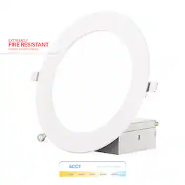 Infibrite - 6 In. Ultra-Thin Recessed LED Downlight 12W 1050LM 5CCT Selectable Fire Rated, Wet Rated, Triac Dimmable 24-Pa - White