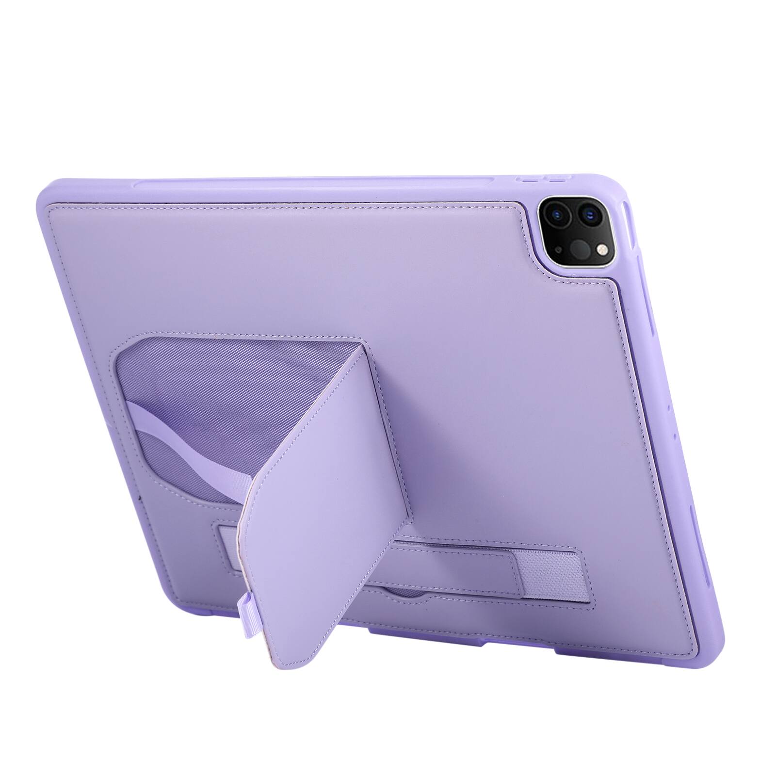 Alt View 1. Dteck - Shockproof Case for Apple iPad Air (M4) 13" 2026 with Hand Strap and Foldable Kickstand, PU Leather TPU Protective Cover - Purple.
