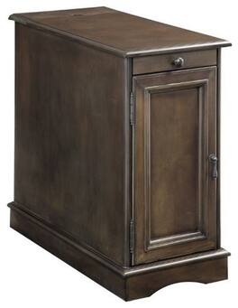Manhattan Lane - 1 Cabinet Wooden Side Table with Power Hub and Pull Out Tray - Brown