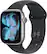 Front. Apple - Apple Watch Series 11 (GPS+Cellular) 42mm Aluminum Case with Black Sport Band - M/L - Space Gray.