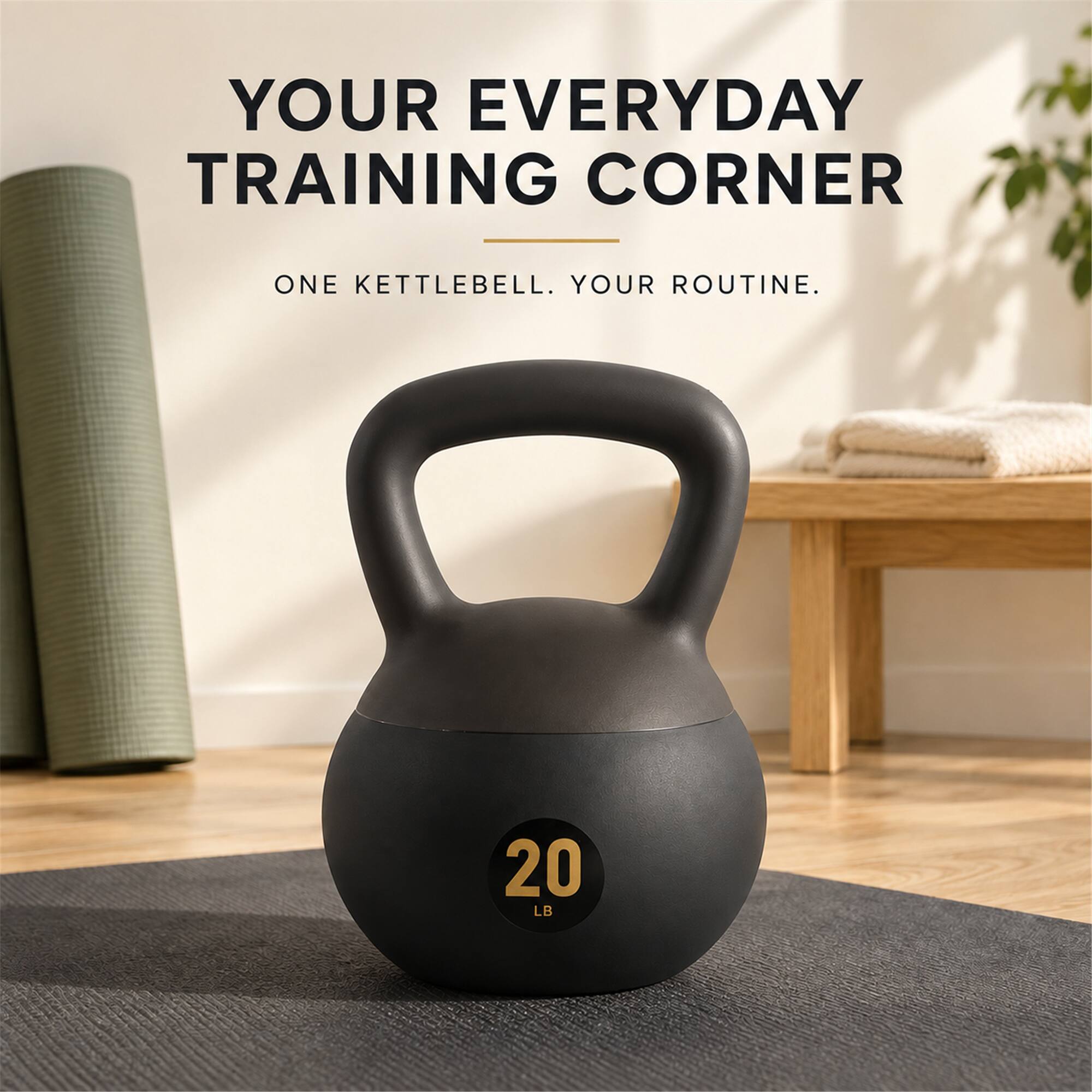 YOUR EVERYDAY TRAINING CORNER  
ONE KETTLEBELL. YOUR ROUTINE.  
20 LB