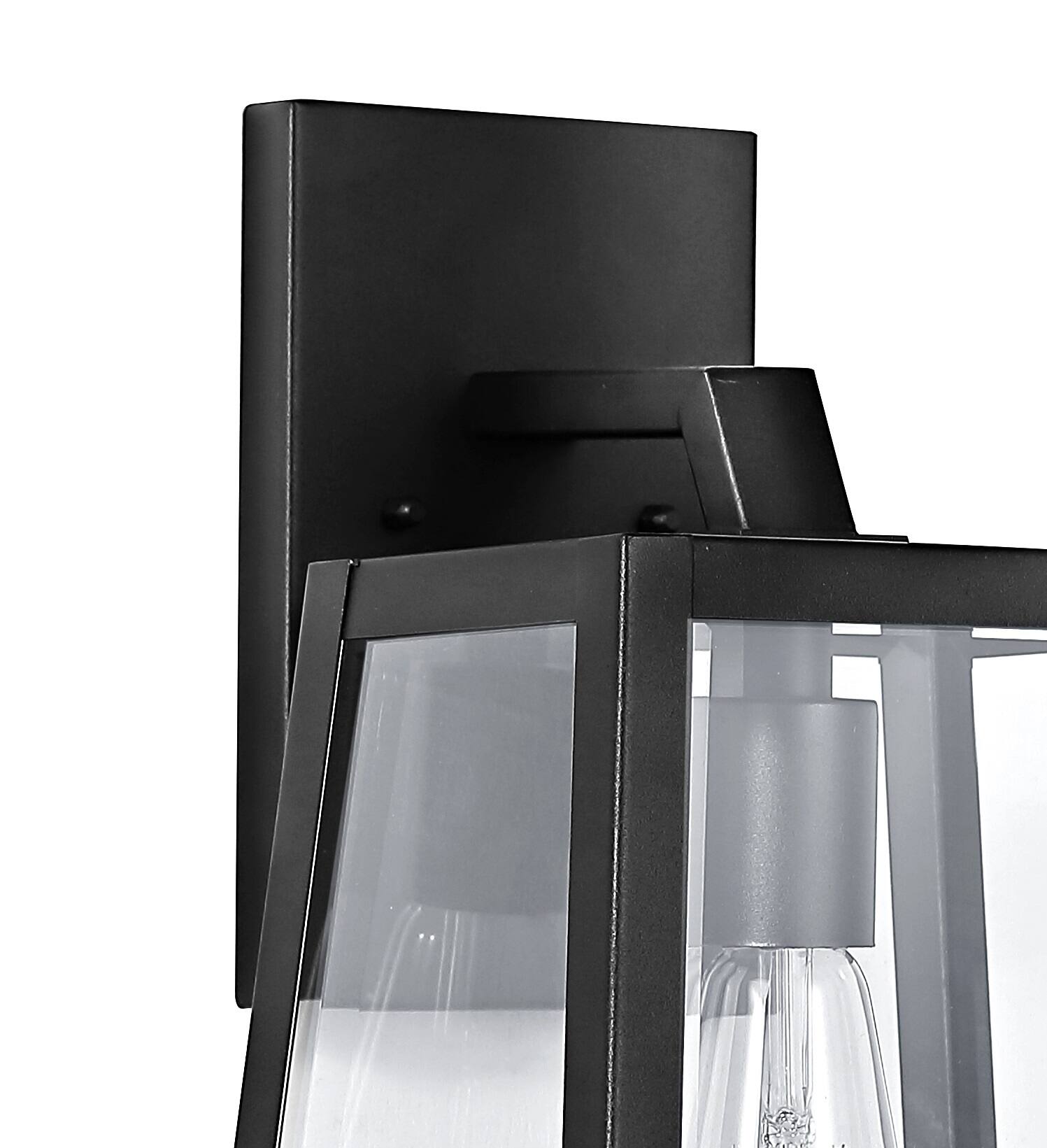 Alt View 5. Jonathan Y - Pasadena 9" Iron/Glass Modern Industrial Angled LED Outdoor Sconce, Black - Black.