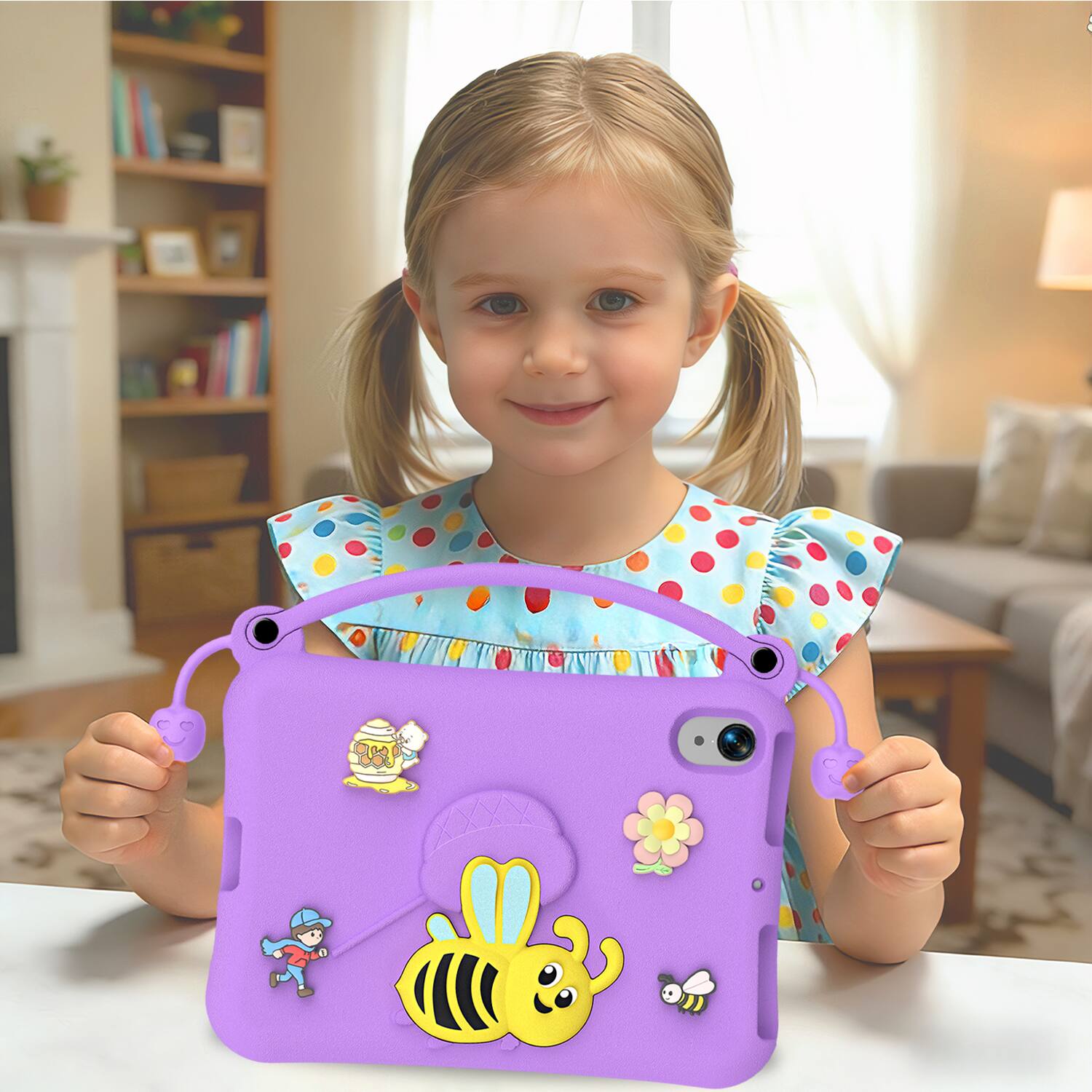 Alt View 4. Dteck - for Apple iPad mini (A17 Pro) 2024 & iPad mini 6 2021 8.3" Kids EVA Tablet Case,Shockproof Kickstand Cover + Handle - Purple.