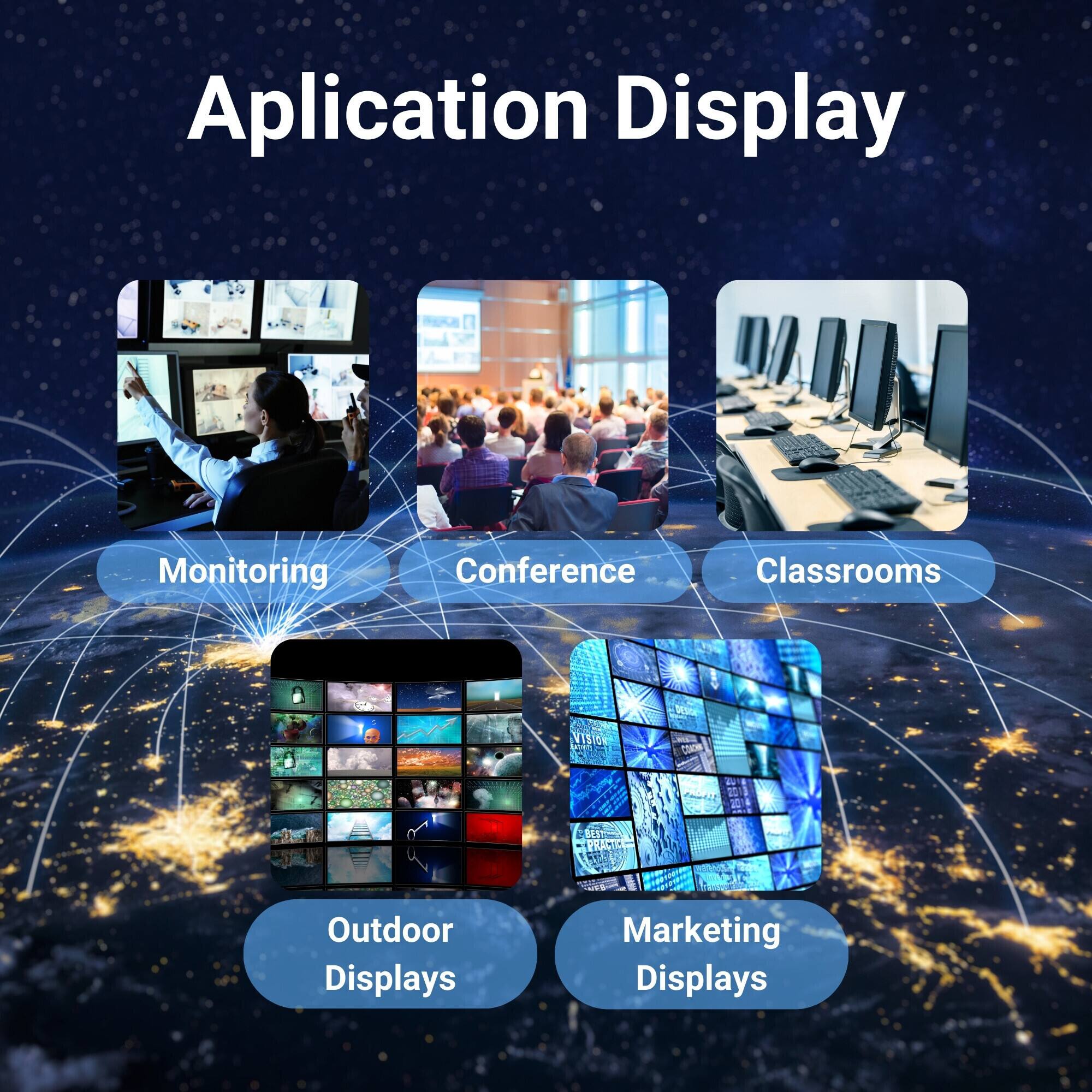 Application Display

- Monitoring
- Conference
- Classrooms
- Outdoor Displays
- Marketing Displays