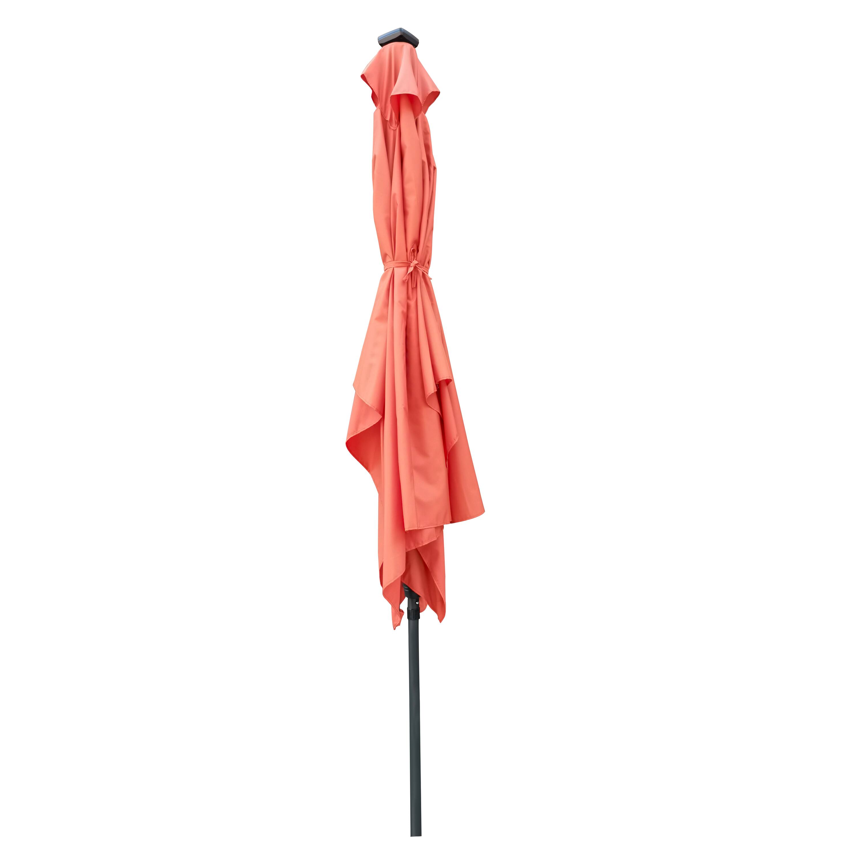 Left. Loheer - Loheer 10x6.5 ft Rectangular Solar LED Patio Umbrella with Crank and Push Button Tilt Black Pole.
