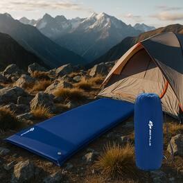 BreeBe - Compact Self-Inflating Foam Sleeping Pad with Carry Bag for Camping and Travel - Blue