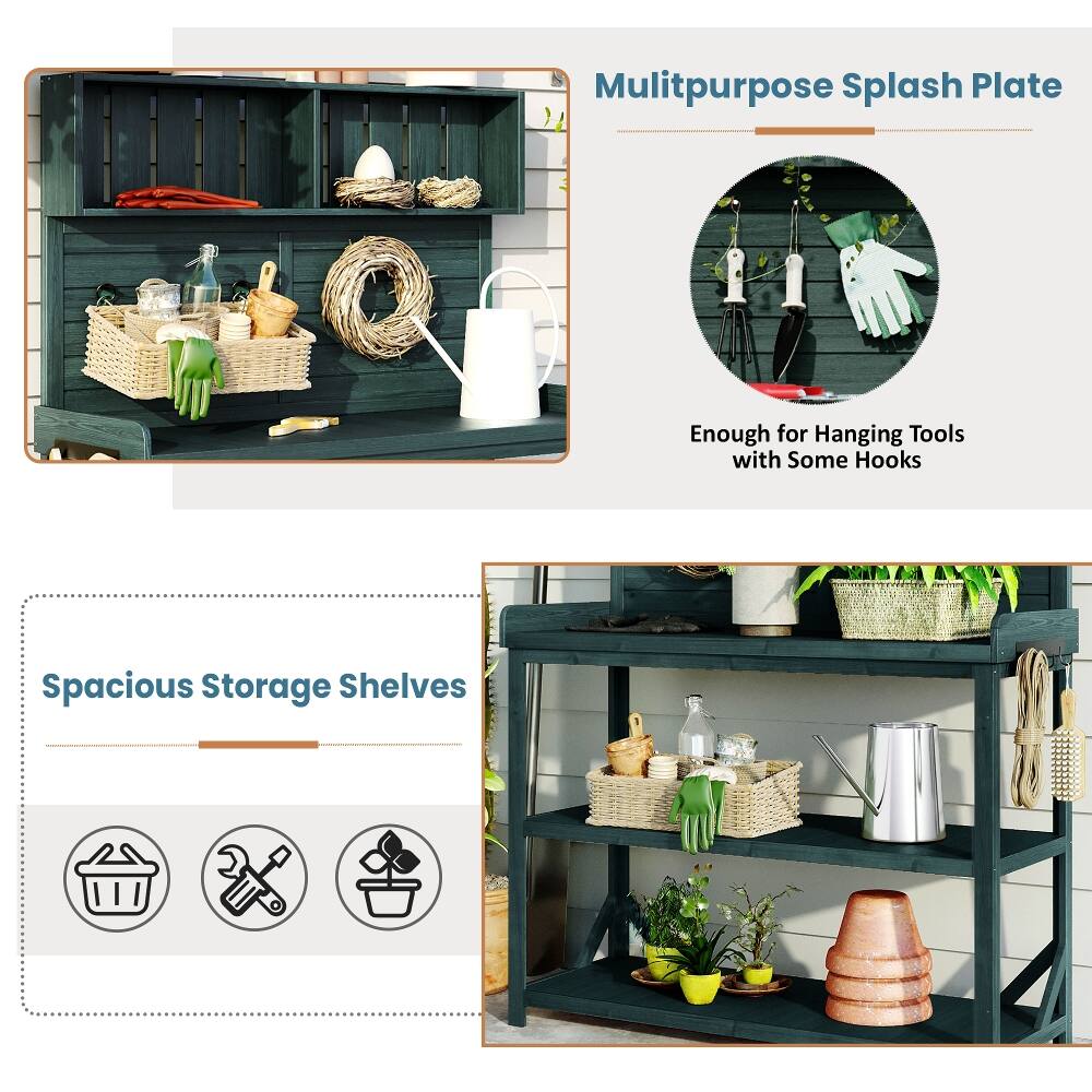 Multitpurpose Splash Plate  
Enough for Hanging Tools with Some Hooks  
Spacious Storage Shelves