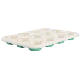Martha Stewart - Gallen 12 Cup Nonstick Carbon Steel Muffin Pan - Teal
