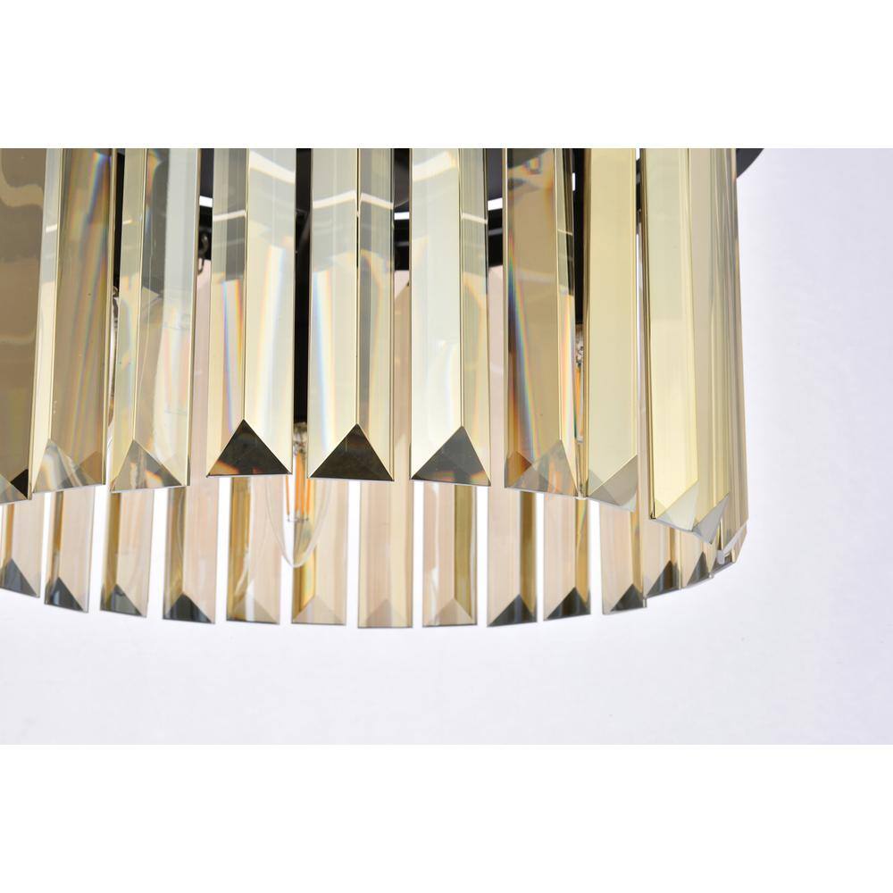 Alt View 5. Urban Classic - Sydney 3 light Matte Black Pendant Golden Teak (Smoky) Royal Cut Crystal - Matte Black.