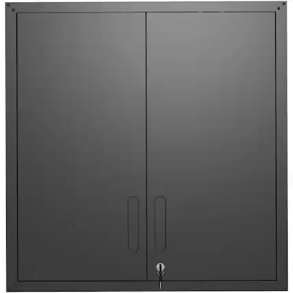Front. ALEXOUN - Metal Wall-Mounted Tool Storage Cabinet with Lock, Adjustable Shelf, for Garage, Office, Warehouse, - Black.