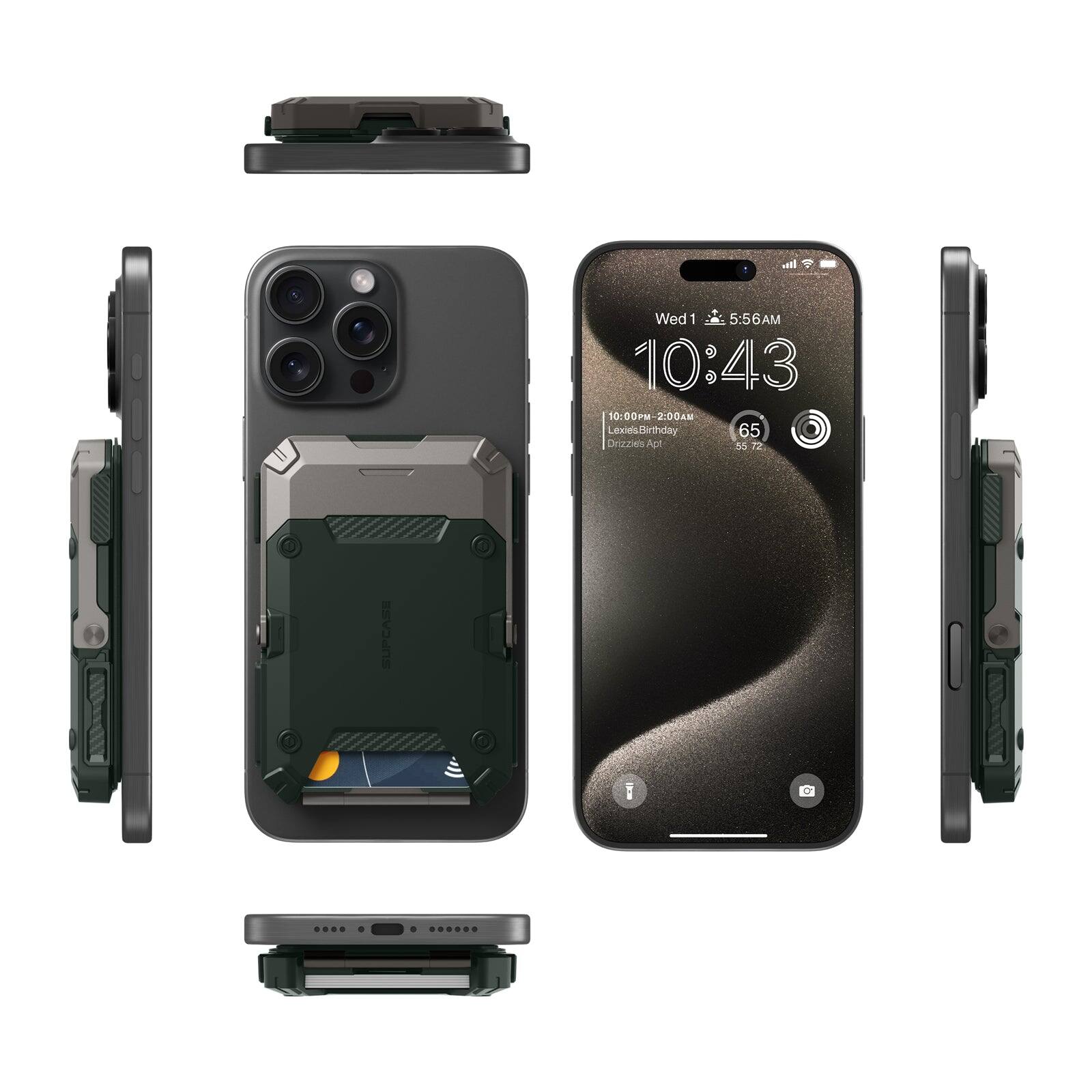 1. Wed 1 5:56AM  
   10:43  
   10:00PM - 2:00AM  
   Lexies Birthday  
   65°F  
   55%  

2. SUPCASE