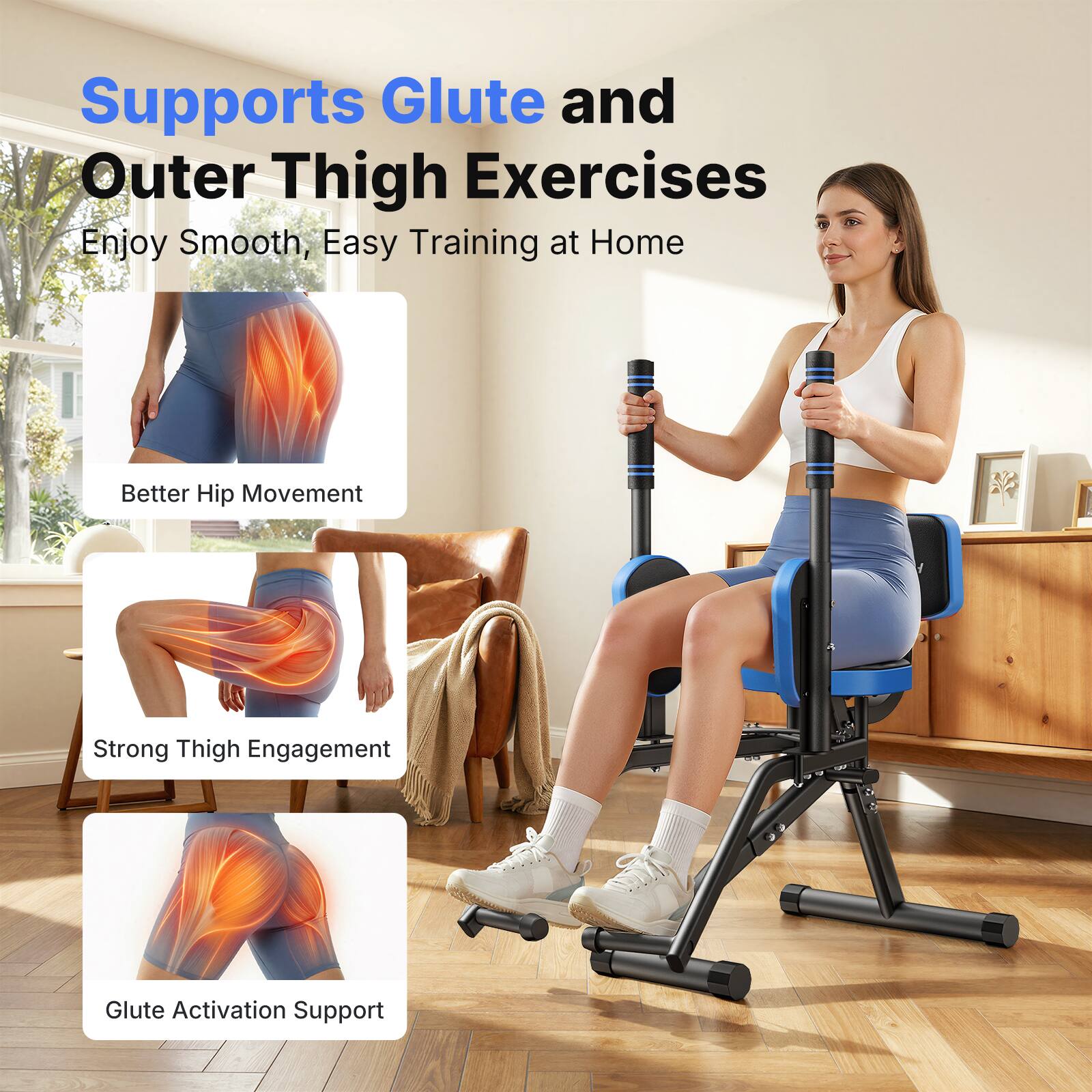 Supports Glute and Outer Thigh Exercises  
Enjoy Smooth, Easy Training at Home  

Better Hip Movement  
Strong Thigh Engagement  
Glute Activation Support