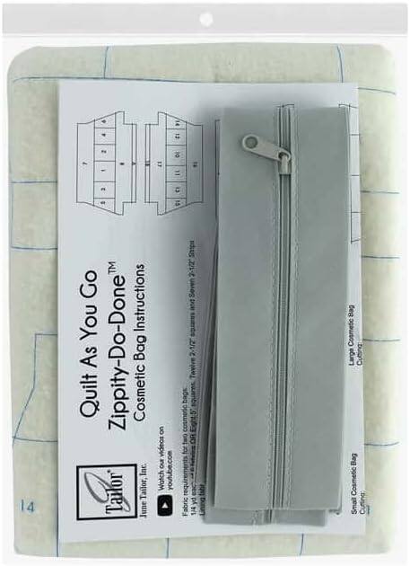 Front. AccuQuilt - June Tailor Zippity Doo Cosmetic Bags (2) - Light Gray Zip.