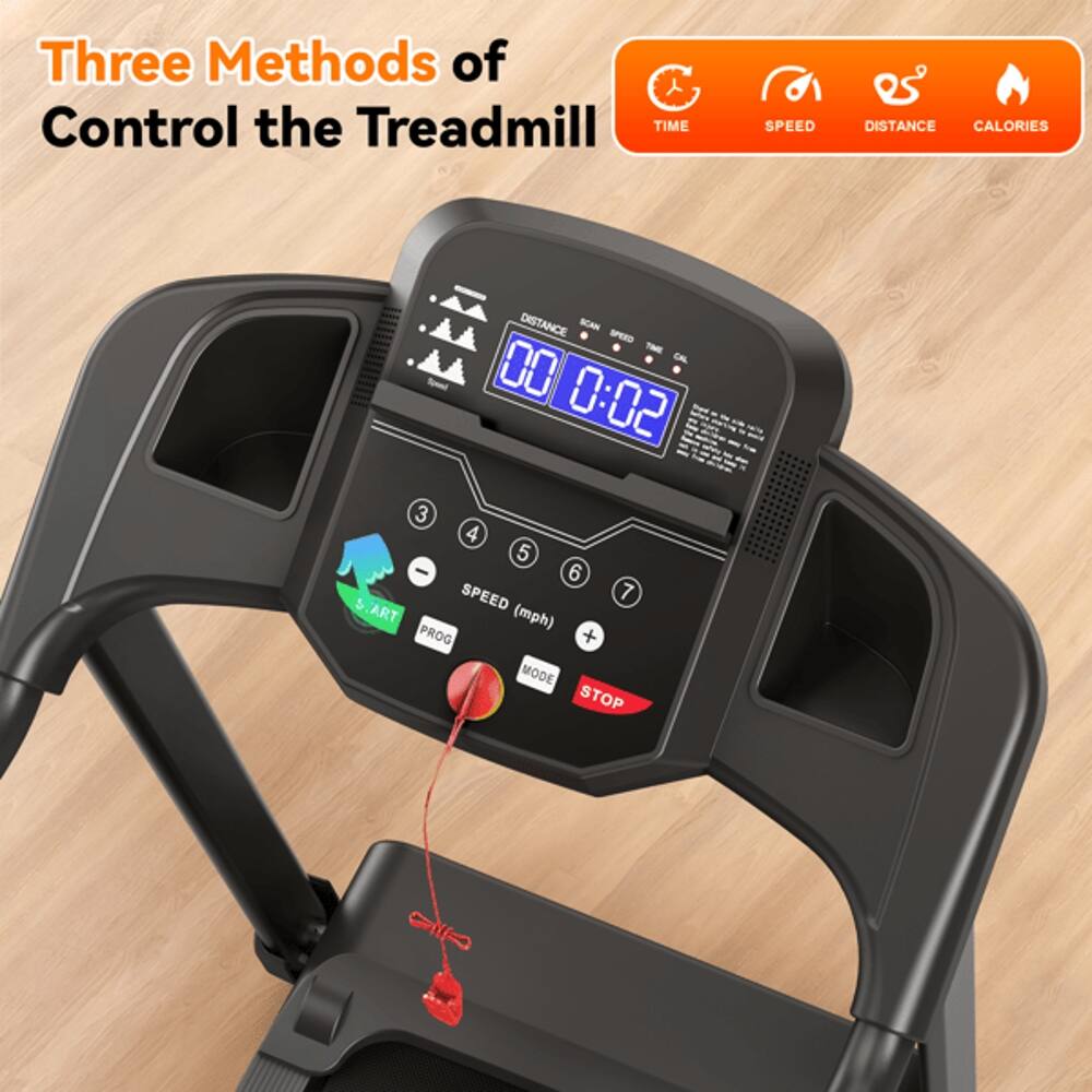 Three Methods of Control the Treadmill

TIME SPEED DISTANCE CALORIES

DISTANCE SCAN SPEED 00 0:02 3 4 5 6

SPEED 7

S.ART (mph) PROG + MODE STOP