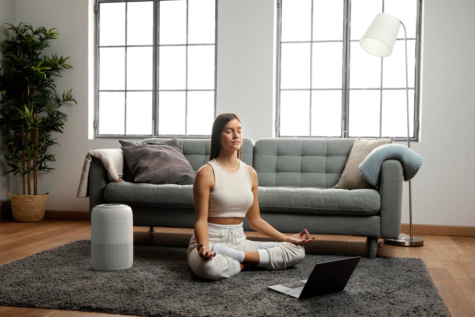 Alt View 5. Miko - MIKO Smart Air Purifier – App-Controlled, H13 True HEPA, Covers 770 sq. ft., Quiet 3-Stage Filtration - Grey.