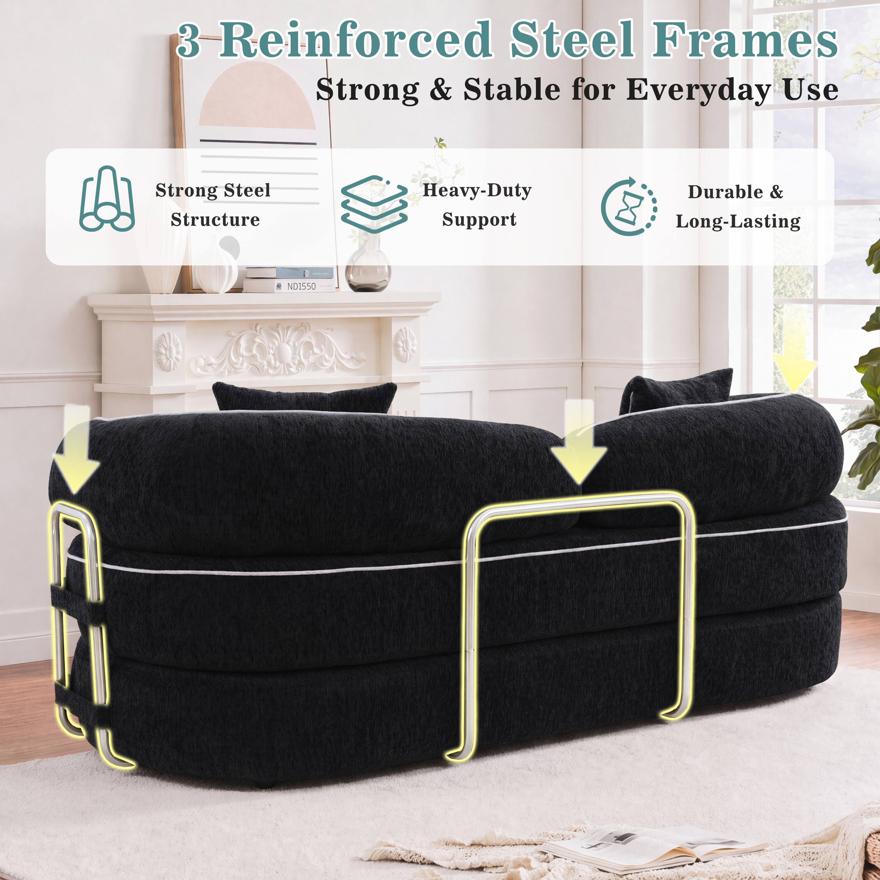 3 Reinforced Steel Frames Strong & Stable for Everyday Use

- Strong Steel Structure
- Heavy-Duty Support
- Durable & Long-Lasting