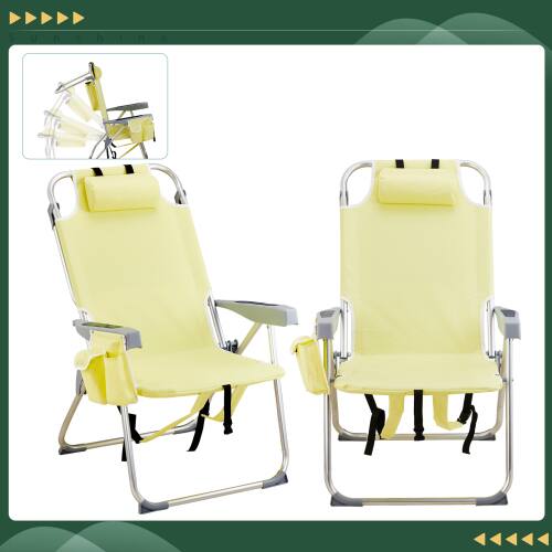 Alt View 10. Winado - 1PC Backpack Beach Camping Chair Folding Heavy Duty, Aluminum Comfortable Adjustable Back with Cup Holder for Outdoor - Yellow.