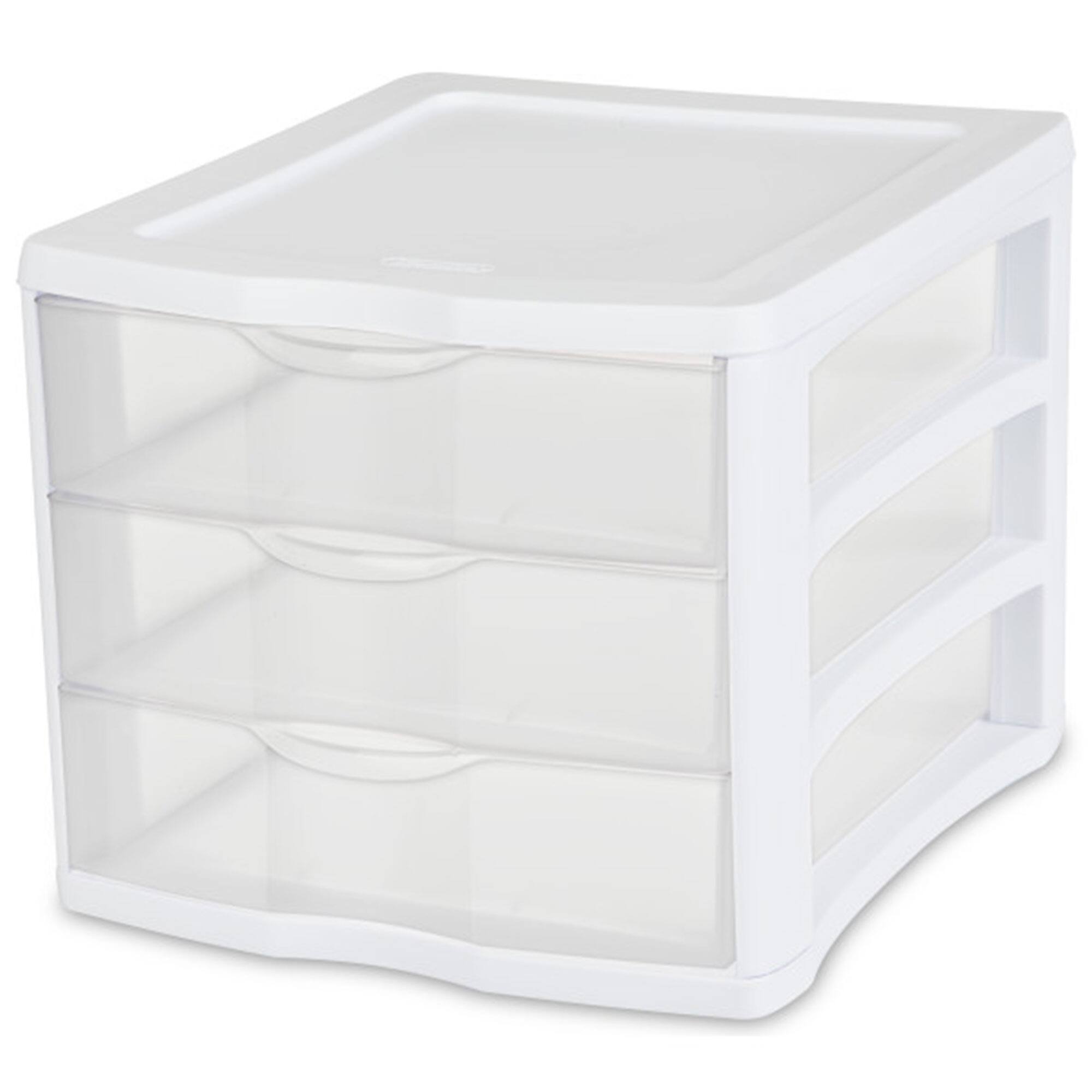 Sterilite - ClearView Compact Stacking 3 Drawer Storage Organizer System, 16 Pack