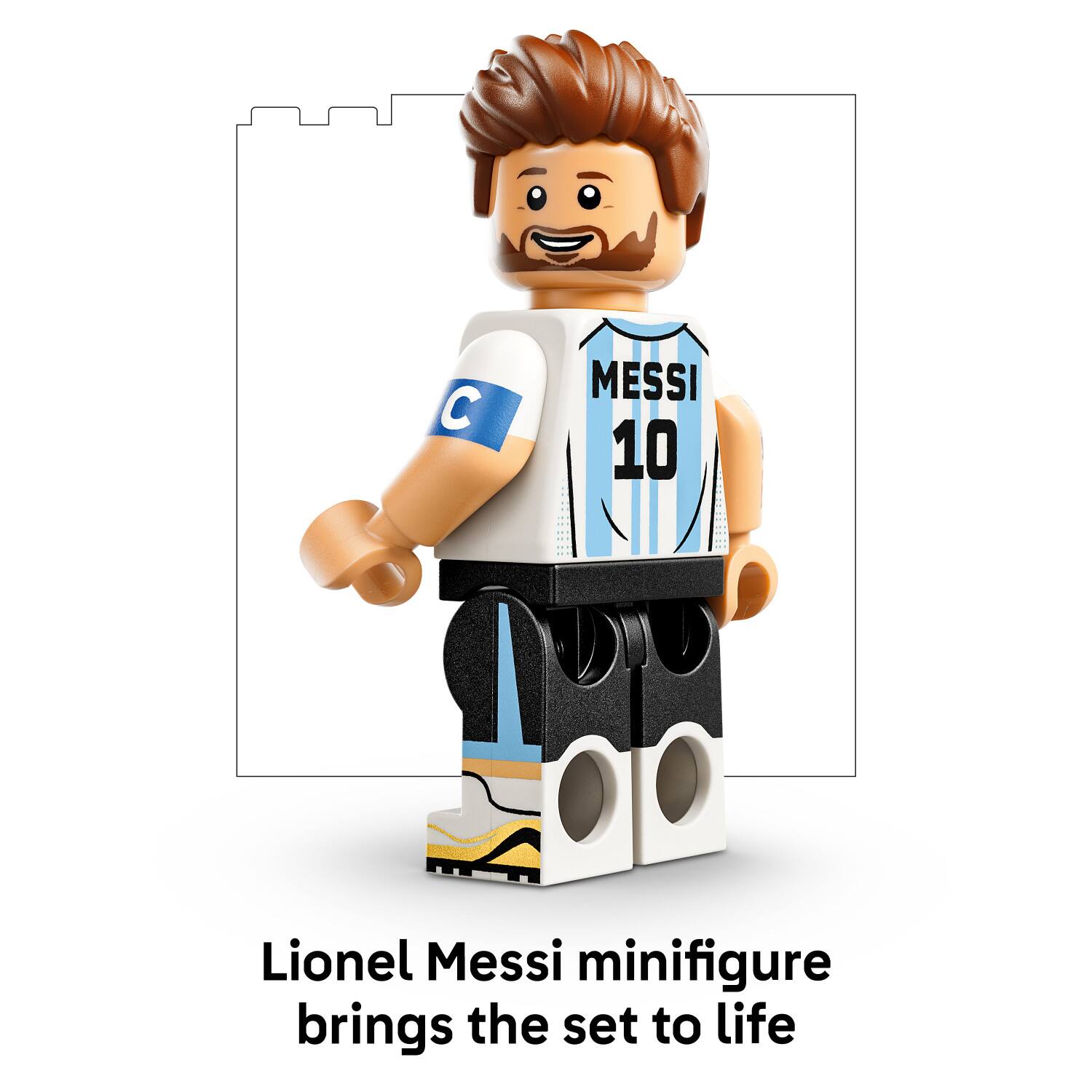 Lionel Messi minifigure brings the set to life