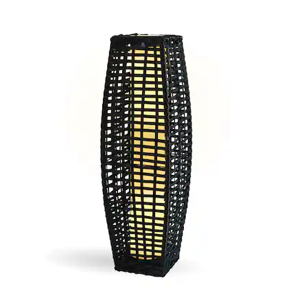 Front. Techko - Outdoor Hikari Bamboo-Style Solar Floor Lamp.