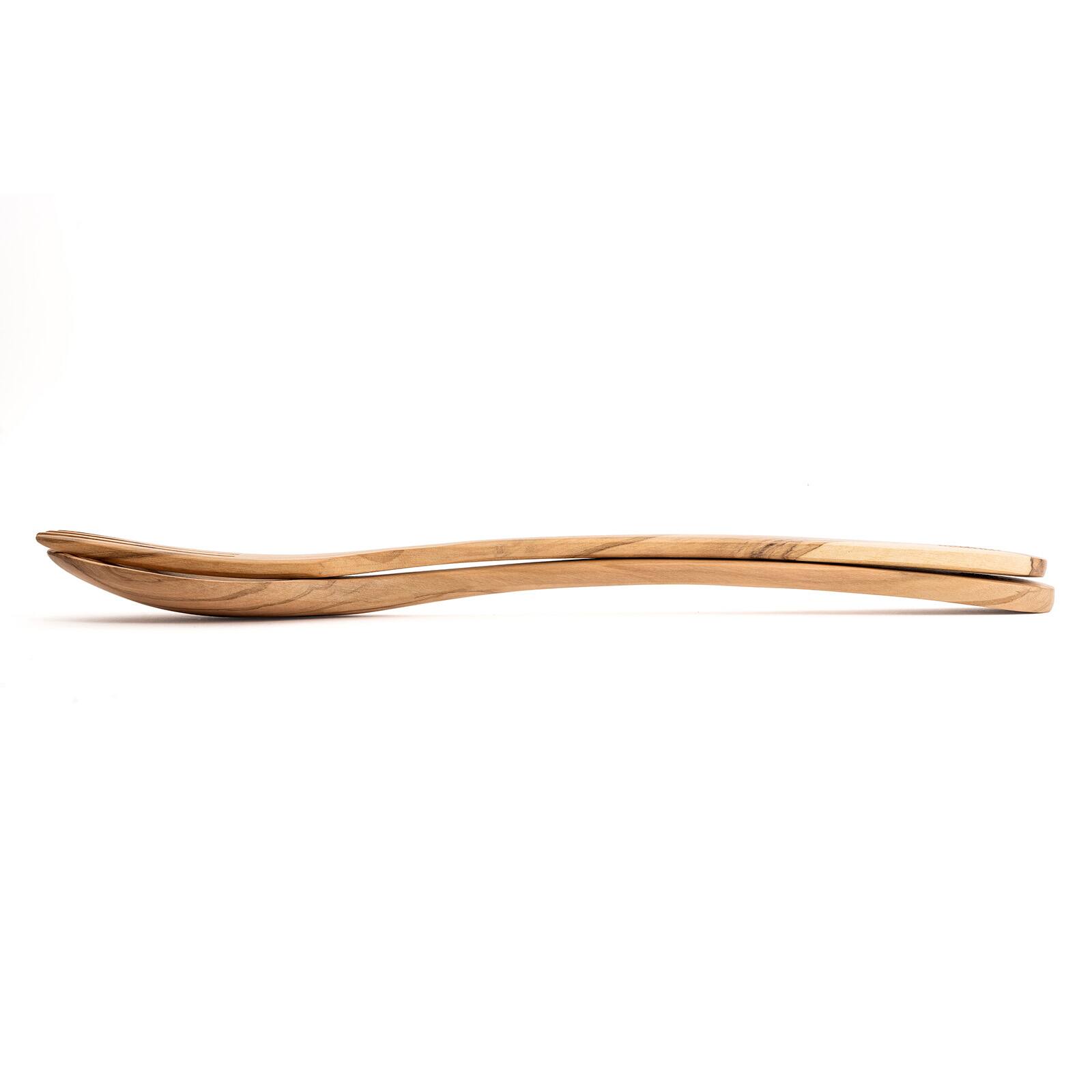 Alt View 1. Berard - Handcrafted Olive Wood 2 Piece Salad Serving Set, 14 Inch - Brown.