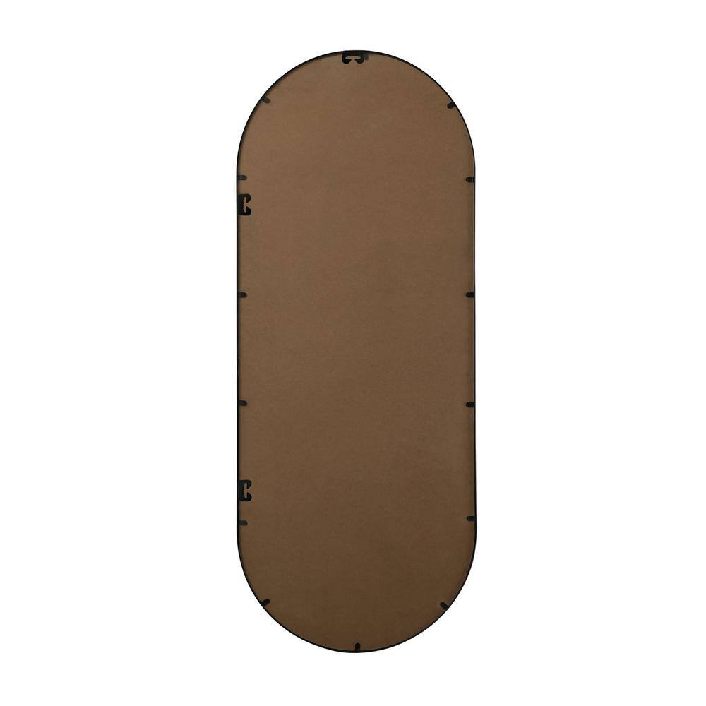 Angle. Elegant Decor - Metal Frame Oval Mirror 24x60 Inch in Black - Black.