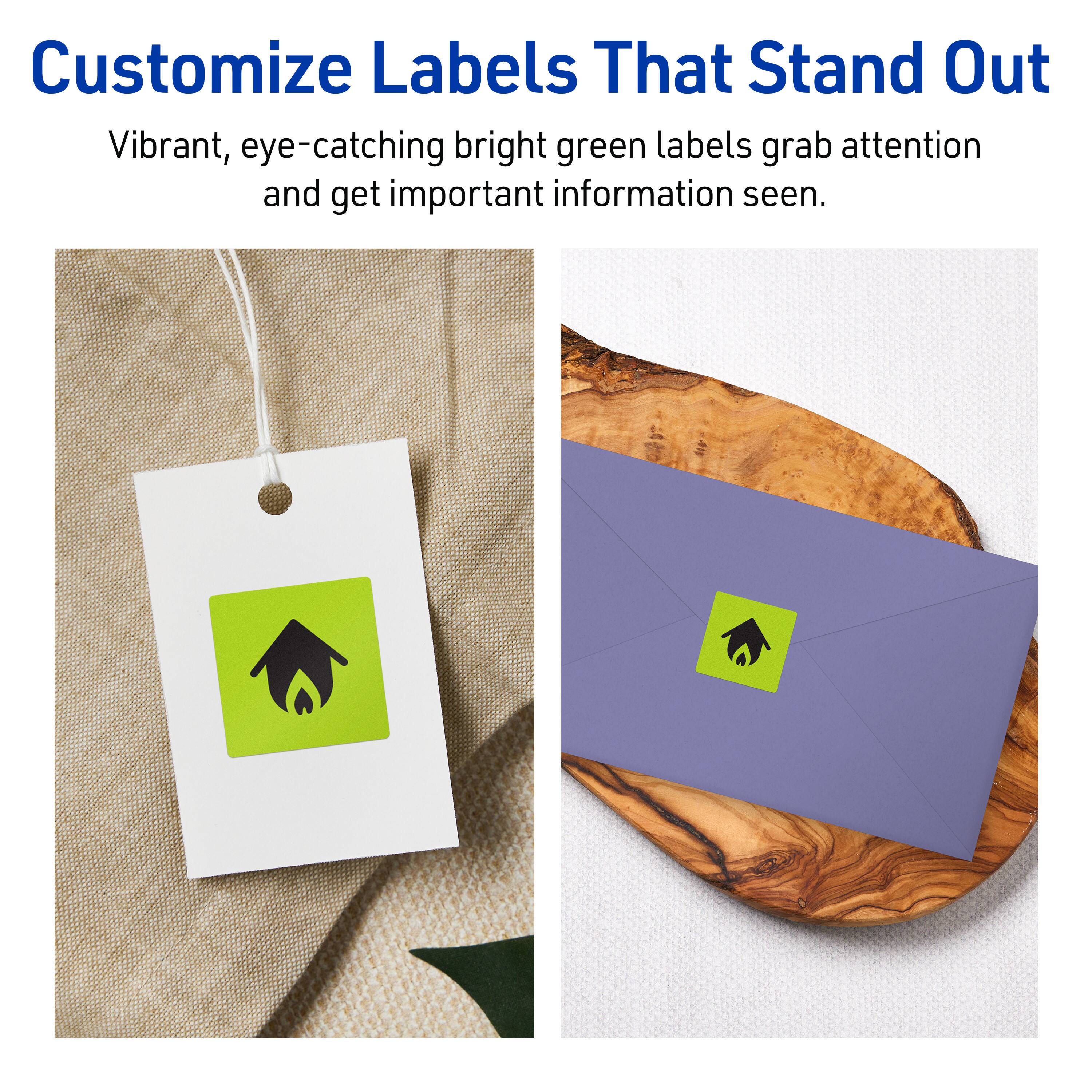 Customize Labels That Stand Out

Vibrant, eye-catching bright green labels grab attention and get important information seen.