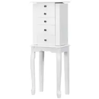 Costway - Jewelry Cabinet Storage Chest Standing Organizer Mirror - White - Front_Zoom