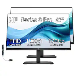 HP - 27" FHD IPS Monitor, 5ms Response Time, Anti-Glare, Flicker Free, VESA Mount, HDMI, VGA & DKZ Hub, Color 2 Pack - Black