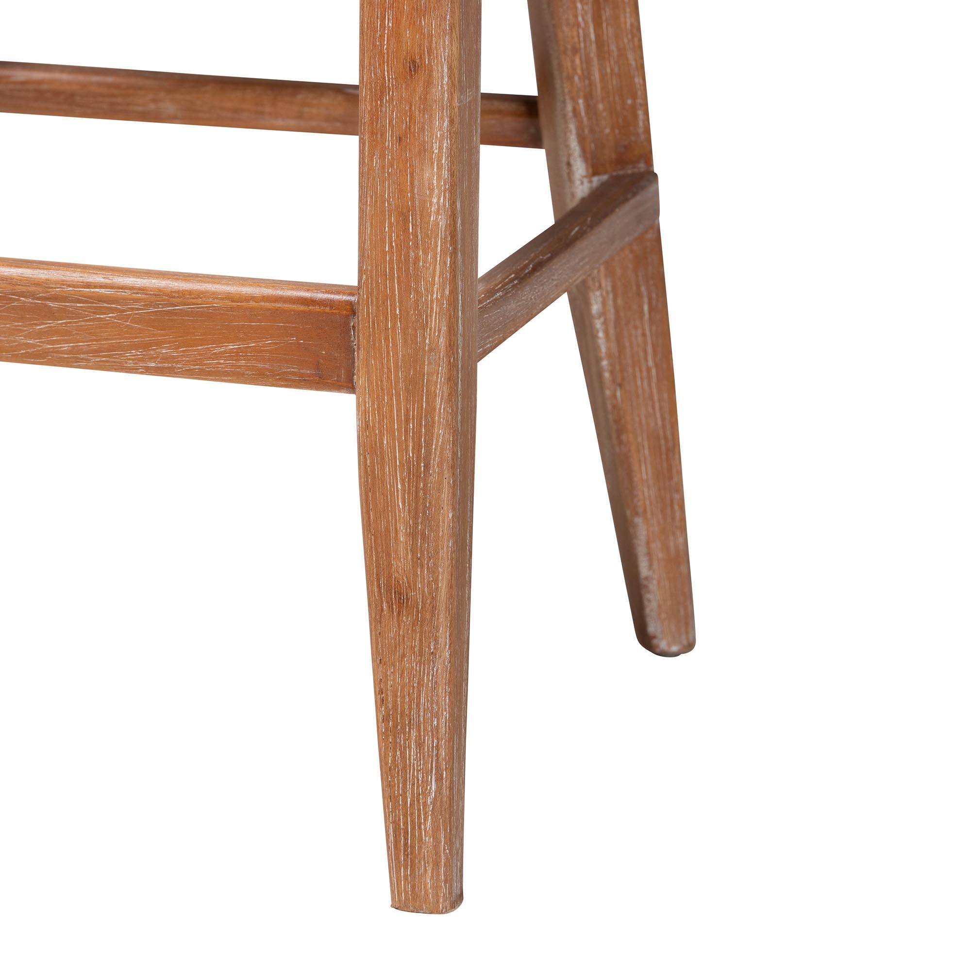 Alt View 2. bali & pari - Jasper Seagrass Bar Stool with Mahogany Wood Frame - Seating with Woven Wingback and Cushioned Seat - White Wash.