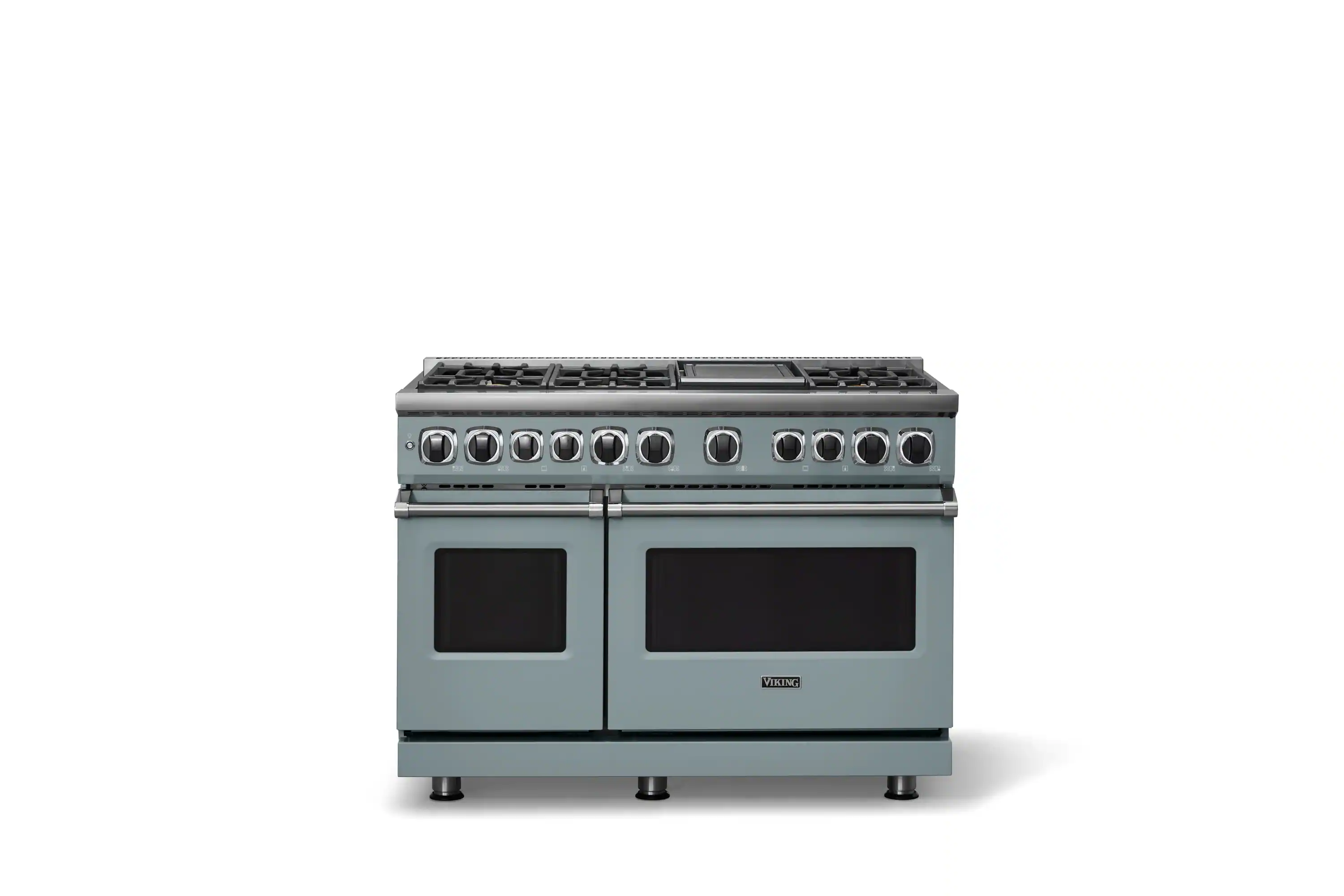 Alt View 4. Viking - 48 in. Wide 6 Burner Dual Fuel Sealed Burner Range with Griddle - November Sky.