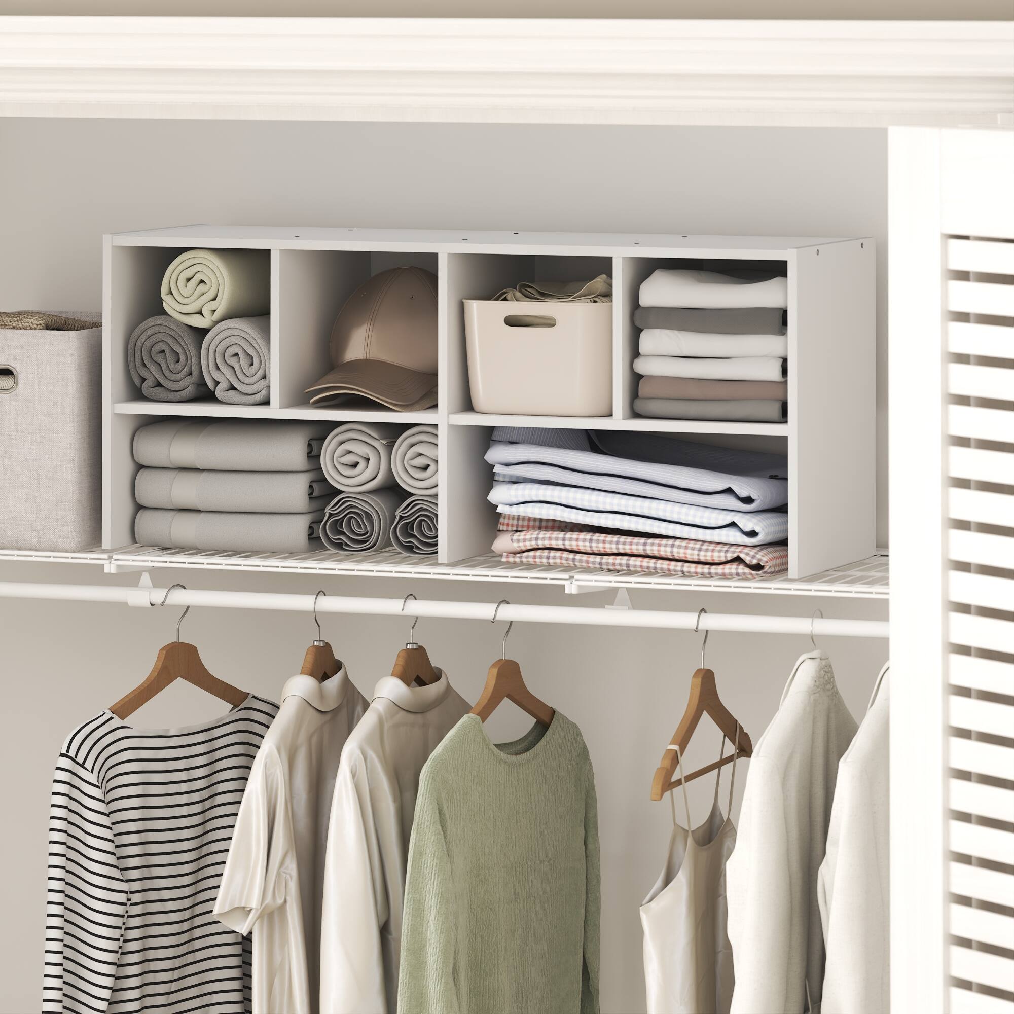 Alt View 1. Furinno - FANO Closet Organizers and Storage, 6-Cube Multipurpose Top Shelf Closet Shelf, Stackable, 11.7 x 36 x 15.4 - White.